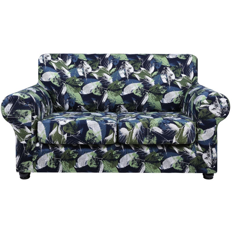 hyha Couch Covers, Chair/Sofa Covers, Floral Pattern, Stretch, Printed, 2 Pieces, Armchair Slipcover, Separate Couch Cushion Slipcover, Furniture Protector for Dogs(Armchair, Leaves) - Image 1